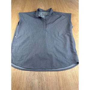 FIGS Technical Collection Scrub Top S Gray Sleeveless Split Neck